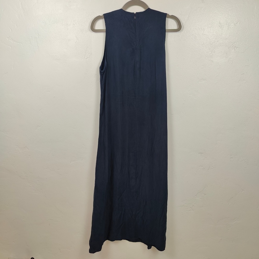 Loup Cupro Viscose Sleeveless Maxi Dress Womens Medium Navy Blue‎ Minimalist - Picture 4 of 8